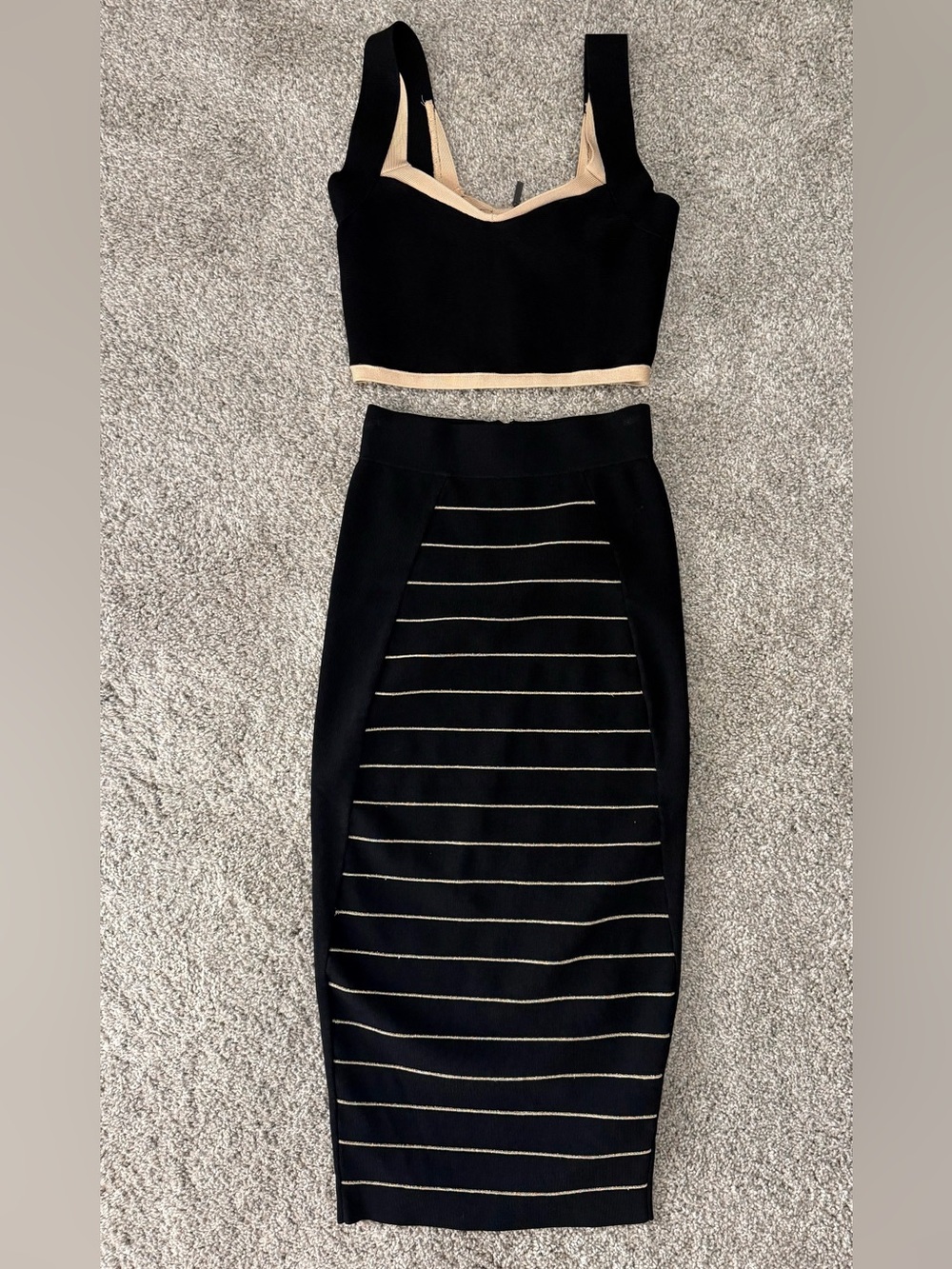 Ted Baker London Midi Skirt Bodycon Black & Gold US size 0